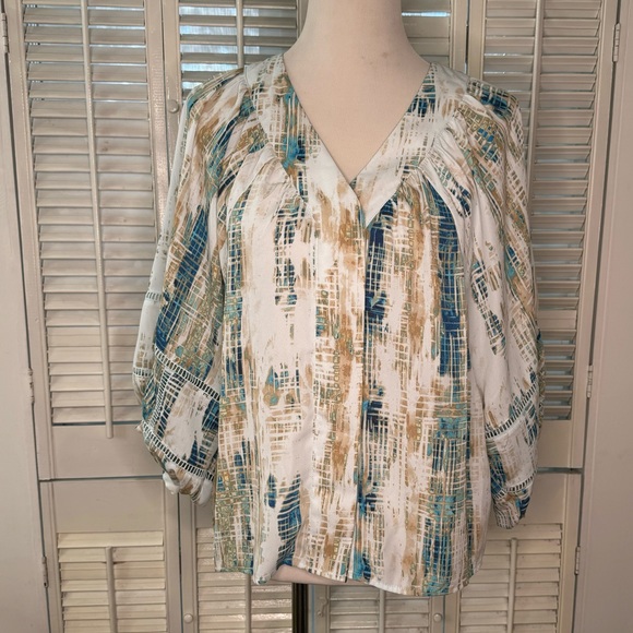 Sharagano Graphic Print Blouse - Picture 2 of 6